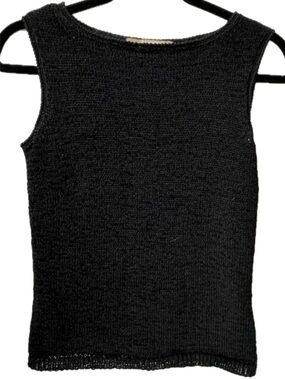 Finity Naturals Black Sleeveless Knit Tank Top Lightweight Sweater Minimalist S